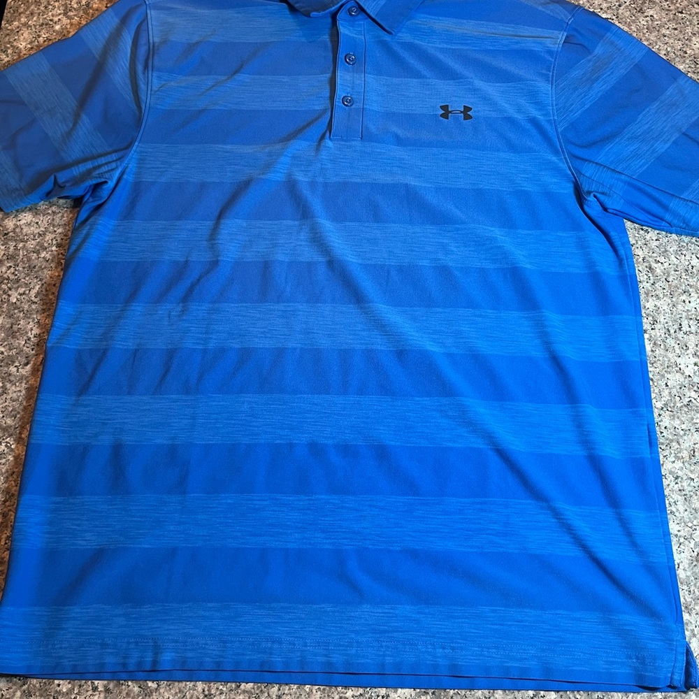 Under Armour Heat Gear Blue Golf Polo Loose Fit Mens Size L